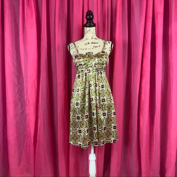 Ye-Ye pink and green patterned dress, small - Picture 3 of 9